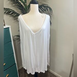 Free People Drapey Long Sleeve White Tunic (M)